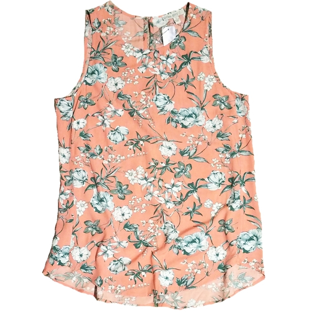 Pale Sky floral high low tank top blouse